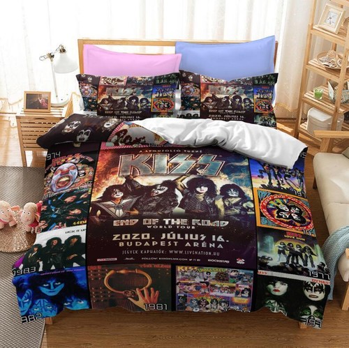 Set biancheria da letto 3 pezzi Rock Bands ACDC QUEEN SABATON trapunta copripiumino singolo #fecg UK - Foto 49 di 55