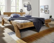 Massivholz Balken-bett 180x200cm Kiefer eichefarben Doppelbett Holz Bettgestell
