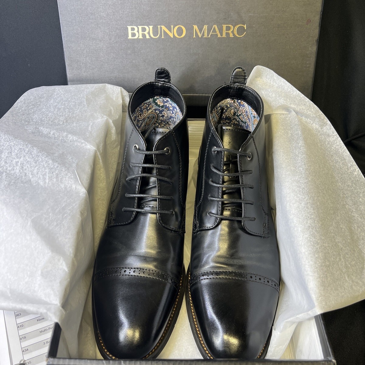 Bruno Marc Men's Classic Cap Toe Oxford Ankle Boots • Black • Size 12 in Box