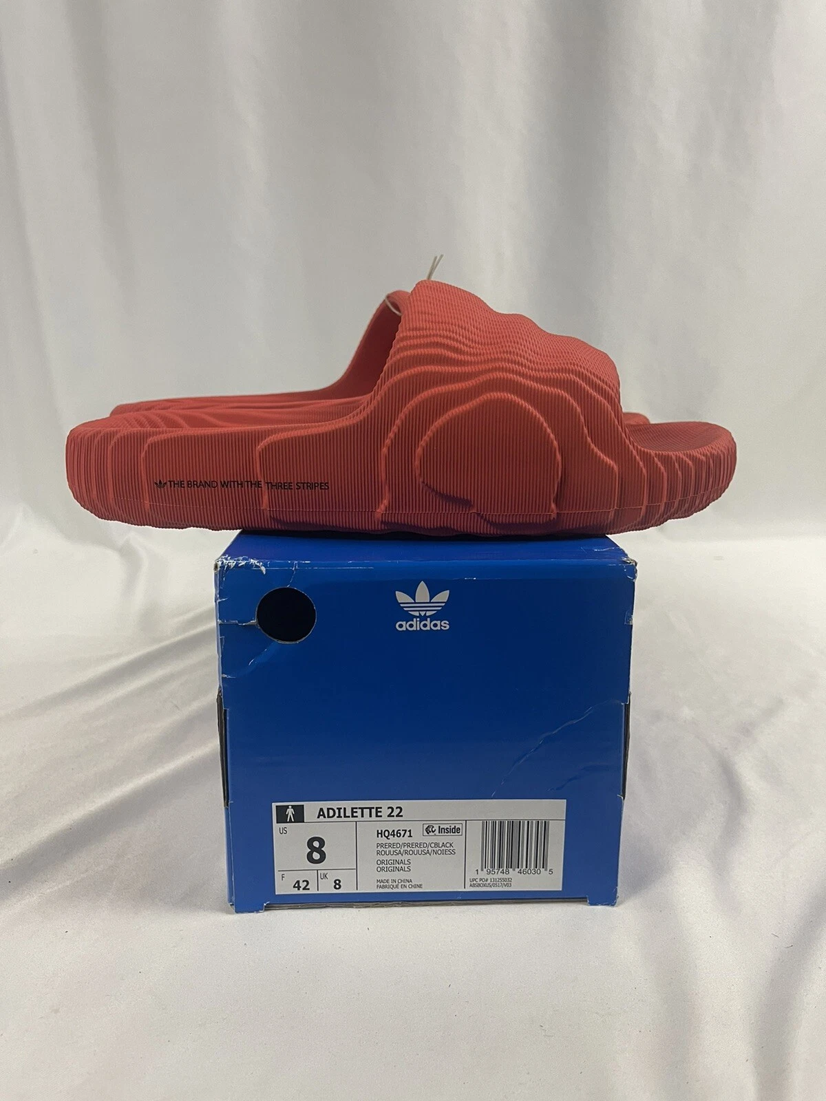 Sandali Adidas Originals Adilette 22 diapositive rosso Yeezy HQ4671 da uomo taglia 8 NUOVI