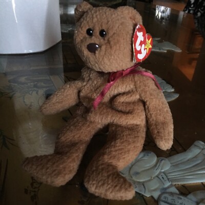 CURLY THE BEAR BROWN NOSE  W/TAG BEANIE BABY ERRORS 1993/ 1996