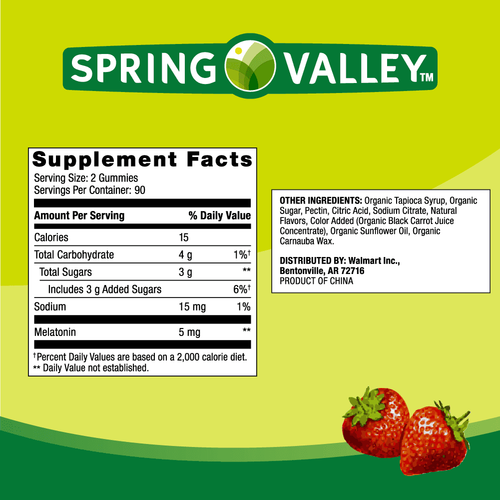 Spring Valley Melatonin Dietary Supplement Gummies, Strawberry, 5 Mg, 180 Count - Picture 6 of 6