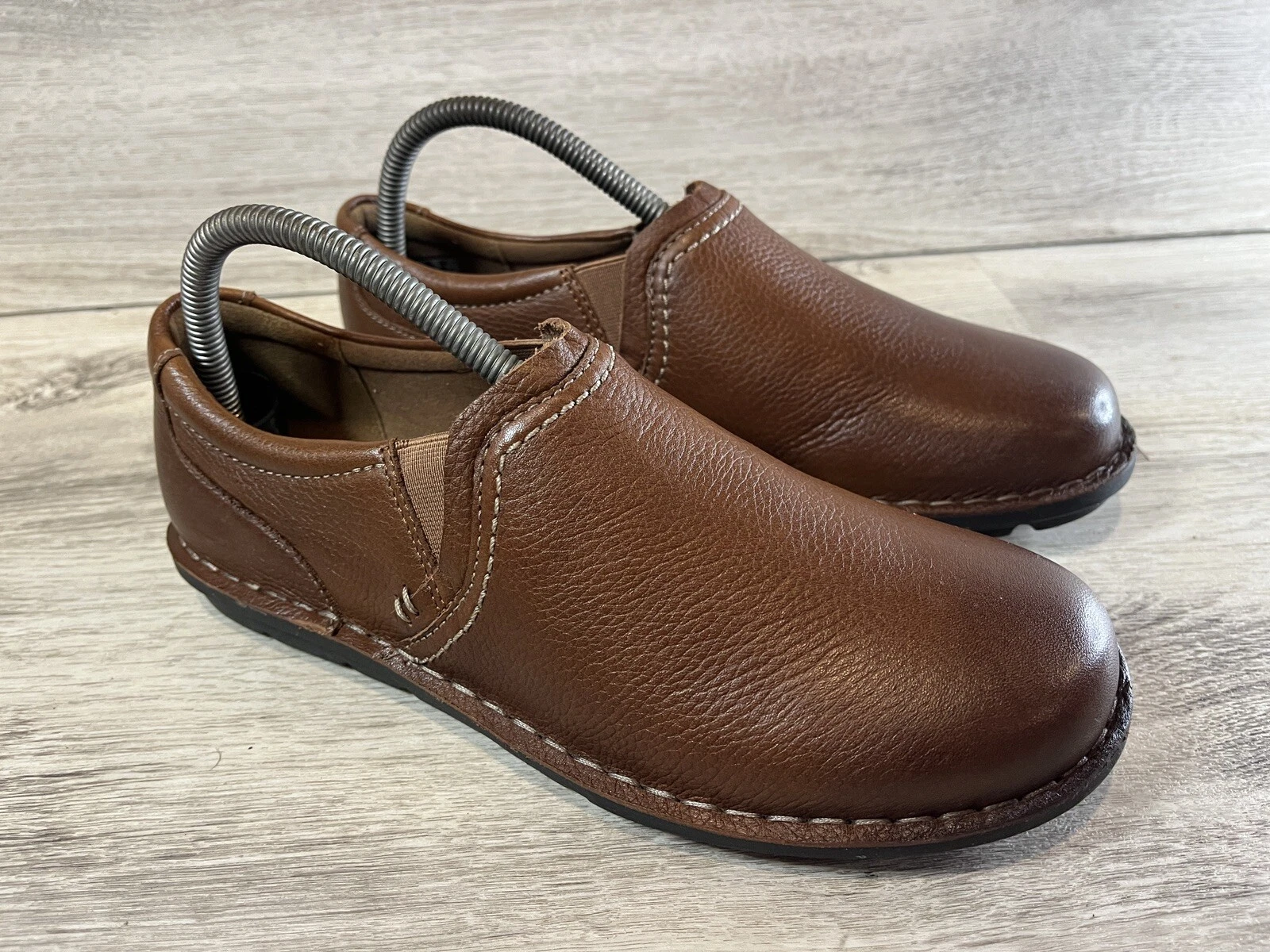 Scarpe mocassini donna 7 5 W Clarks Janice Barrie pelle marrone slip on 13281