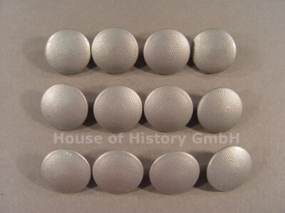 144402: 12 silberne Knöpfe für Feldbluse, Uniform, 19,3 mm, Hersteller ''F&Co''
