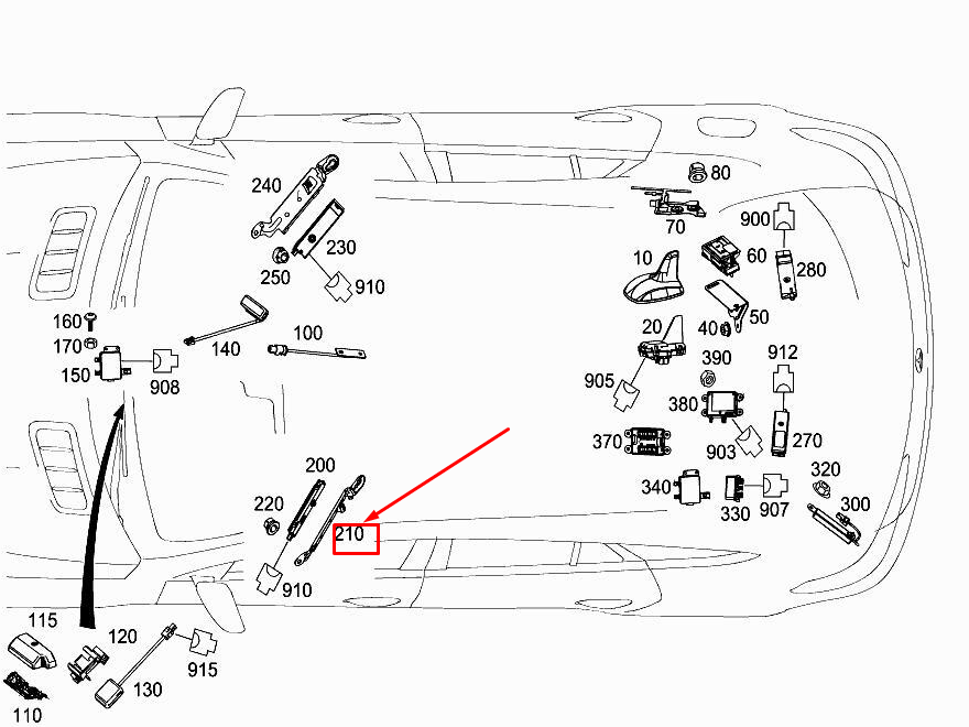 MERCEDES-BENZ ML W166 Linke Antennenverstärkerhalterung A1665453040