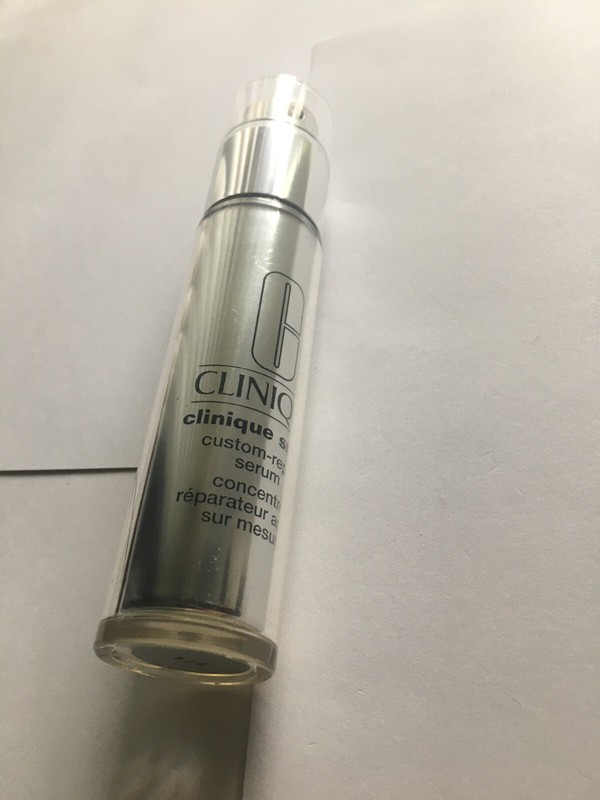 Nice EMPTY Bottle Clinique Custom Repair Serum with Dispenser and Cap Silver