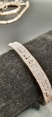 925 Sterling Silber Pave Diamant Armreif Armband 27,3 g (SJ234)