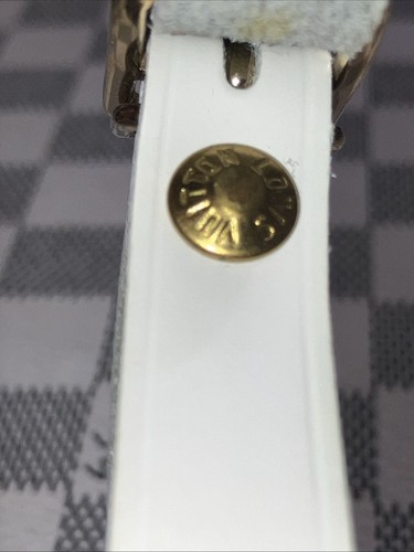 Authentic Louis Vuitton Large White Leather & Gold Hardware Name Tag. - Picture 10 of 10