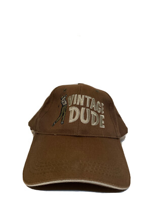 Vintage Dude Golf Golfer Brown Adjustable Hat Embroidered