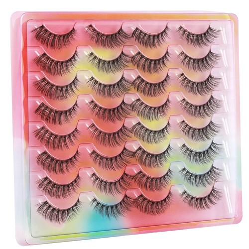 False Eyelashes Natural Look Clear Band Mink Lashes Fluffy 5D Cat Eye Lashes ... - Picture 5 of 7