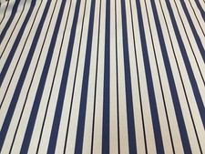  Fryetts Seaton Stripe Navy Nautical Cotton Fabric for Curtain/Blinds/Upholstery
