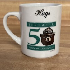 Vintage New SMOKEY BEAR  50th Anniversary Coffee Mug Cup Personalized “Hugs”
