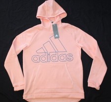 New ADIDAS ladies pink logo pull over hoodie Size small