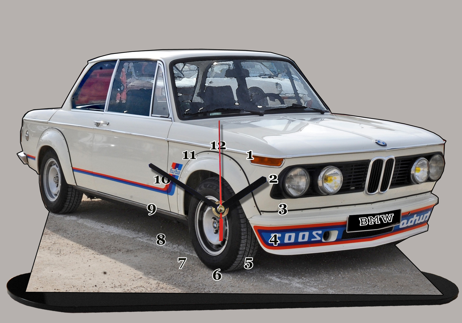 BMW 2002 Turbo miniature avec horloge intégrée de 11,8x7,8 pouces