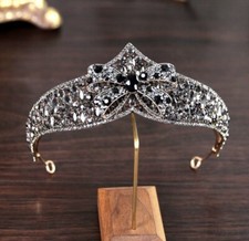 Gothic Wedding Hair Jewelry Crystal Tiara, Party Crown for Women, Birthday Prom