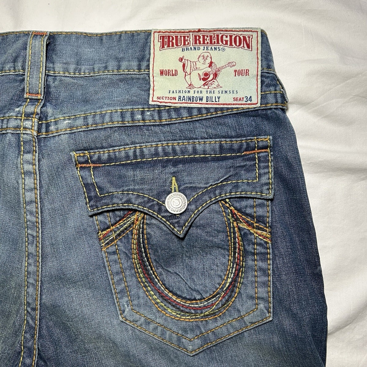 パンツ TRUE RELIGION RAINBOW BILLY 28/34 True Religion Rainbow Billy Distressed Straight Fit Jeans - Size
