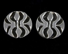 Vintage MidCentury Modern Sterling en Relief Bio Celtique Motif Pince Boucles
