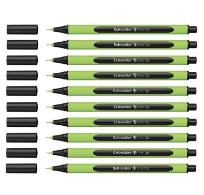 10 x Schneider Fineliner Filzstift Line-Up 0,4mm metallgefasste Spitze schwarz