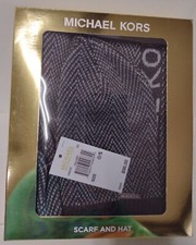  98 Women's OSFM Michael Kors Scarf  Hat Set Black  Silver