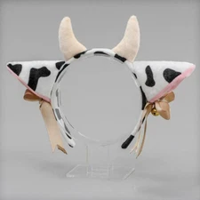 Plush Cow Ears Headband with Bells Ribbon Bow Anime Lolita Hair Hoop Cosplay #
