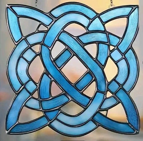 NUEVO DISEÑO AZUL VERDE AZULADO NUDO CELTA AUTÉNTICO VITRAL ATRAPASOL regalo reliquia - Imagen 23 de 24