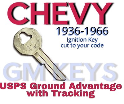 1936-1966 GM Chevy Chevrolet Ignition Key Cut to Code 9251-9499