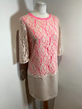 Ted Baker London Dress Size 3 UK 12 VGC Lace Overlay Feminine Pink shift