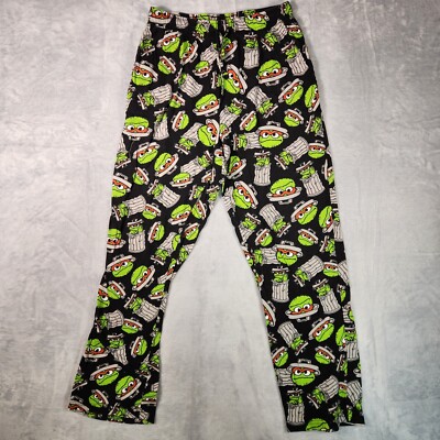 Sesame Street Pajama Pants Mens Small Black Green Oscar The