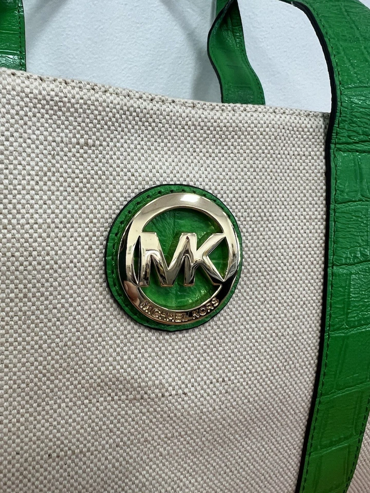 Bolso de Mano Michael Kors Mediano de Lona Fulton Crudo Palma Bolso de Mano Nuevo con Etiquetas Foto 2 de 4