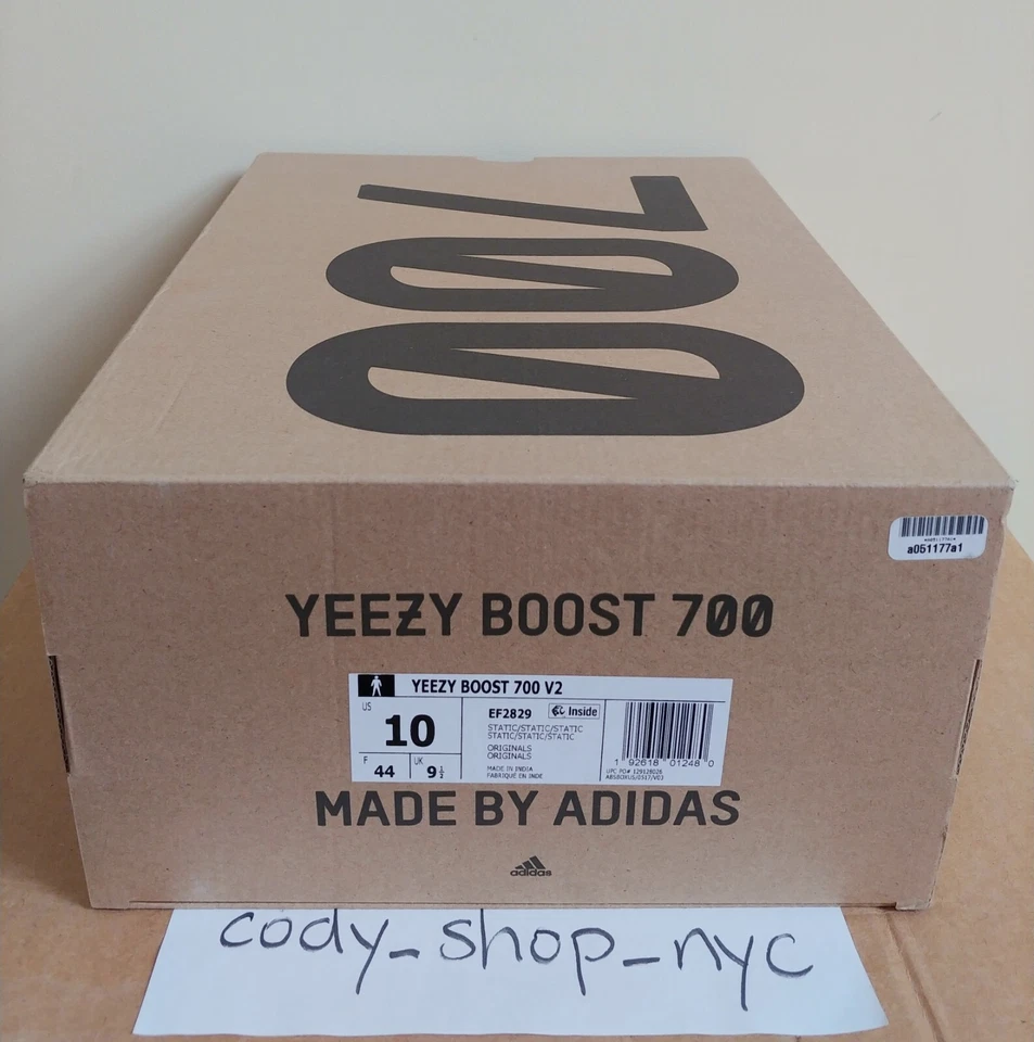 *EMPTY SHOE BOX* Adidas Yeezy Boost 700 V2 Static size 10 Grey Off White EF2829 - Image 2 of 4