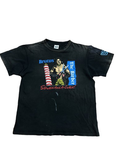 Vintage Brutus The Barber Beefcake Shirt WWF Hulk Hogan Dusty Rhodes Wrestling L - 第 1/7 張圖片