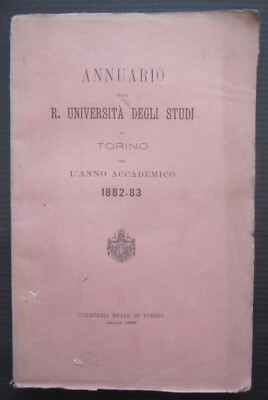 1882-83 JAHRBUCH DER REGIE UNIVERSITÄT DER STUDIEN TURIN Bericht Rede