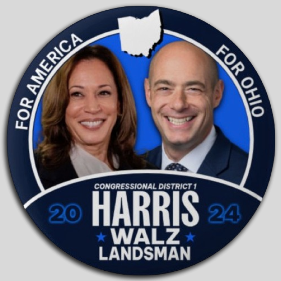 Kamala Harris Greg Landman Congress Pin Button Jugate Ohio Democrat President
