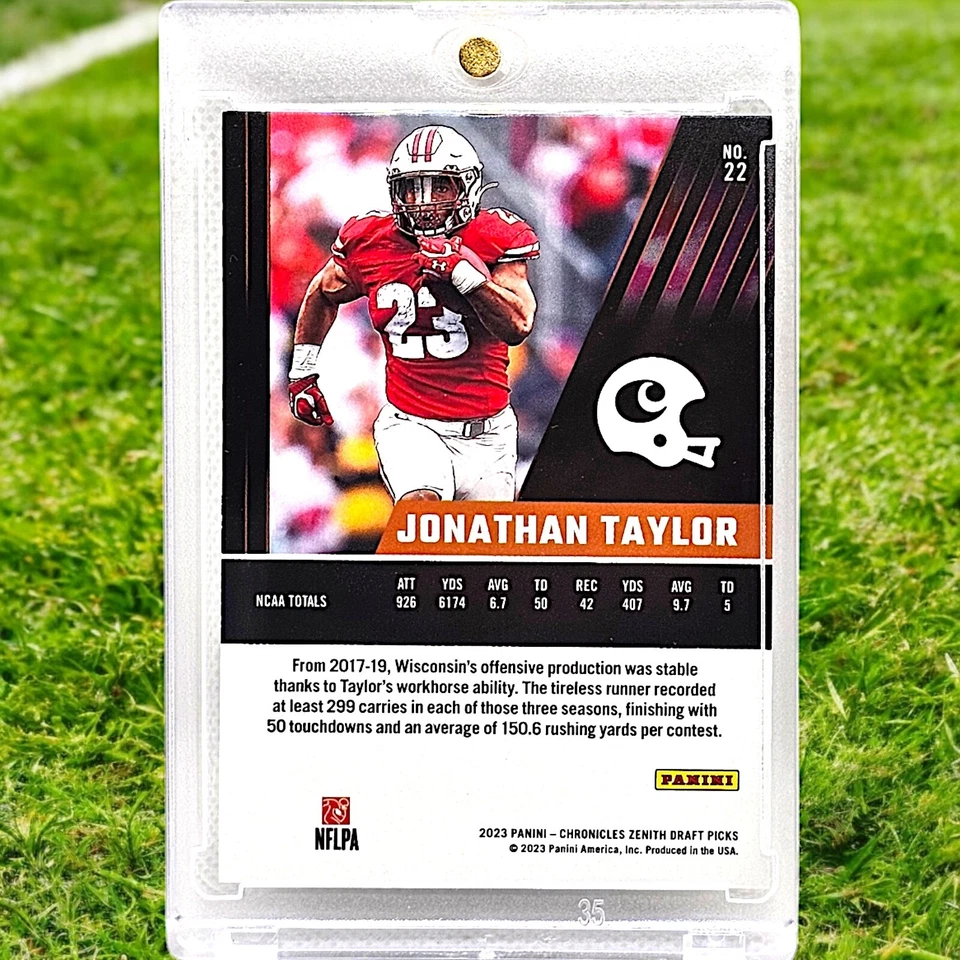 2023 Panini Chronicles Draft Picks Football Zenith #22 JONATHAN TAYLOR Wisconsin - Image 2 of 2