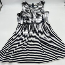 Madewell Blue White Striped Fit Flare Mini Dress Size Large