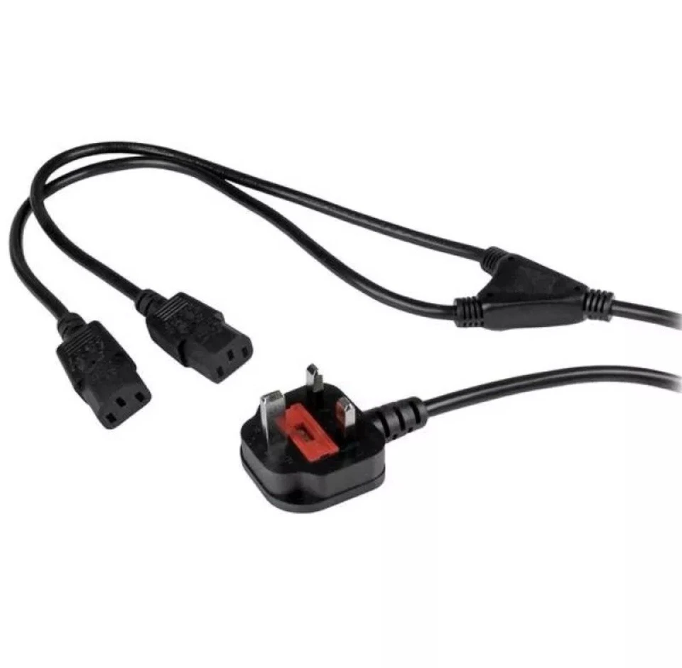 Startech PC Power Cord IEC Cable Splitter 1x 3 Pin To 2x C13 IEC 1.8M / 6ft - Image 2 of 4