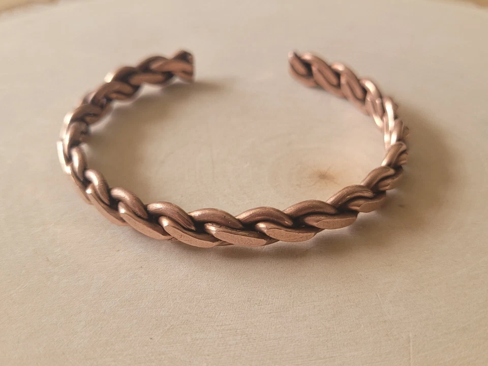 Brazalete de cobre puro sólido torsión pesada artritis terapia del dolor brazalete curativo Foto 4 de 4