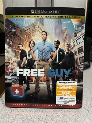 Free Guy (2021) 4K Ultra HD + Blu-ray w/ embossed slipcover. Ryan Reynolds. NEW