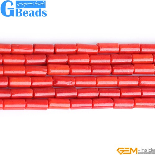 Tubo de piedras preciosas de coral rosa rojo naranja cuentas sueltas para hacer joyas carcasa de 15" - Imagen 22 de 40