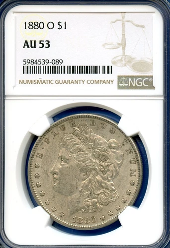 1880 O NGC AU53 Morgan Silver Dollar $1 US Mint Rare Key Date Coin 1880-O AU-53