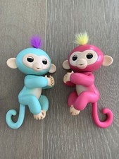 Lot Of 2 Wow Wee Monkey Fingerlings Interactive Toy Sounds Aqua and Pink