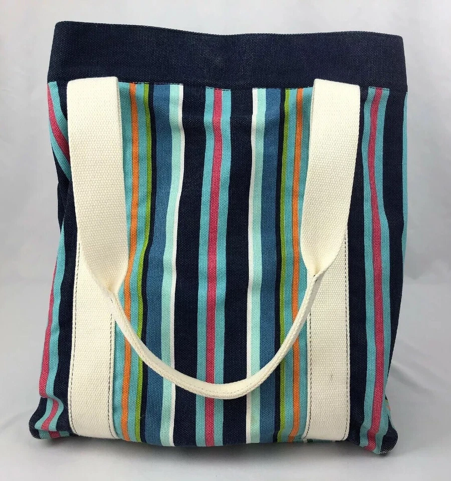 "Bolso de Mano Pottery Barn Bolso a Rayas Multicolor Tamaño Mediano/Grande 13""x8""x15""" Foto 3 de 4