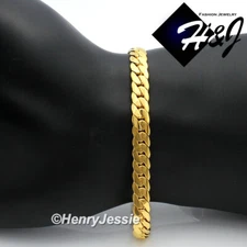 7"-11"Stainless Steel 8mm Gold Plated Miami Cuban Curb Link Chain Bracelet*GN155