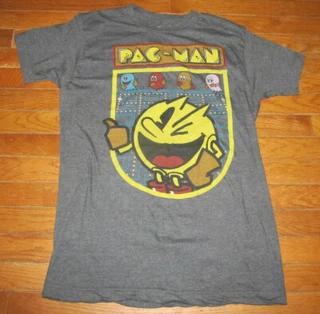 Men's Size M Medium Video Game Shirt Pac man BandaI Namco C Life Group Gray