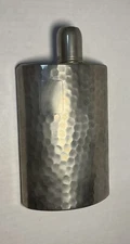 Vintage Hammered Tin-Lined 10oz  Curved Flask Made In Germany AHS