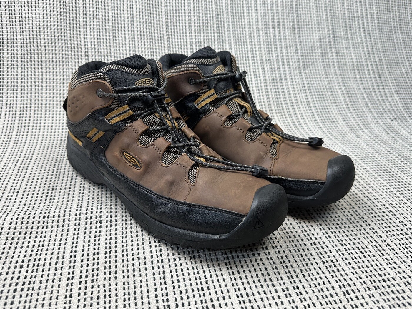 Stivali da trekking Keen Targhee bambini 7 terra scura marrone dorato elastici pizzo impermeabili