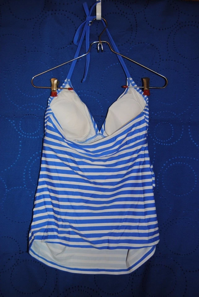 Tankini Top LIZ LONG MATERNITY Azul Blanco Rayas Solo Traje de Baño Talla S/P   Foto 4 de 4