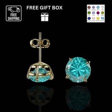 14K Yellow Gold 4mm Round Shaped Birthstone Stud Push Back Earrings for Women