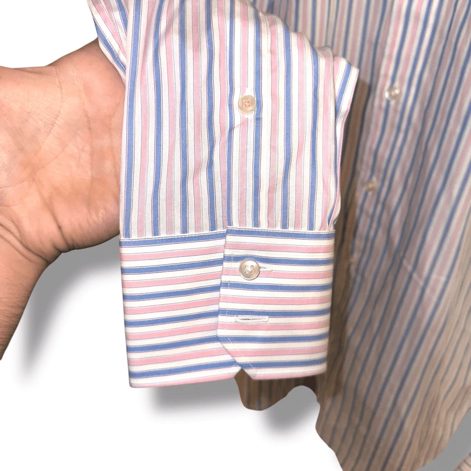 NWT Thomas Pink Blue Slim Fit BRISTOW STRIPE fran Dress Shirt Sz M 15 38 - Image 4 of 4