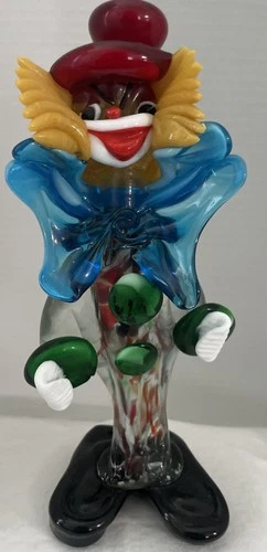 Vtg Murano Glass Hand Blown Clown Figurine With A Red Hat 9” (30)